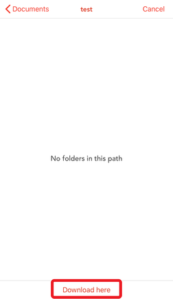 ダウンロード先となる場所を選択し「Download here」をタップ