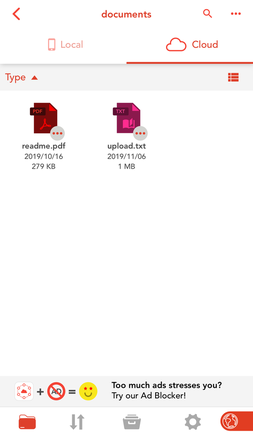 ファイル・フォルダーのアップロード完了